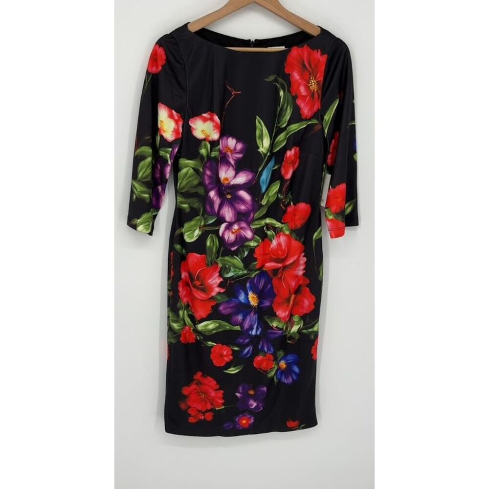Rene Ruiz Sleeve Bodycon Floral Sheath Dress